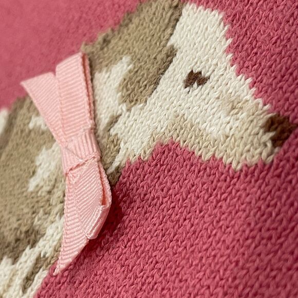 ~ JANIE and JACK 4 Dog Ruffle Shoulder Sweater*, Mauve Cotton Knit, Ribbed Cuff - Picture 3 of 16